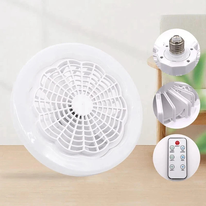 Ventilador Silencioso De Teto Lâmpada Luminária Led Rgb Verd