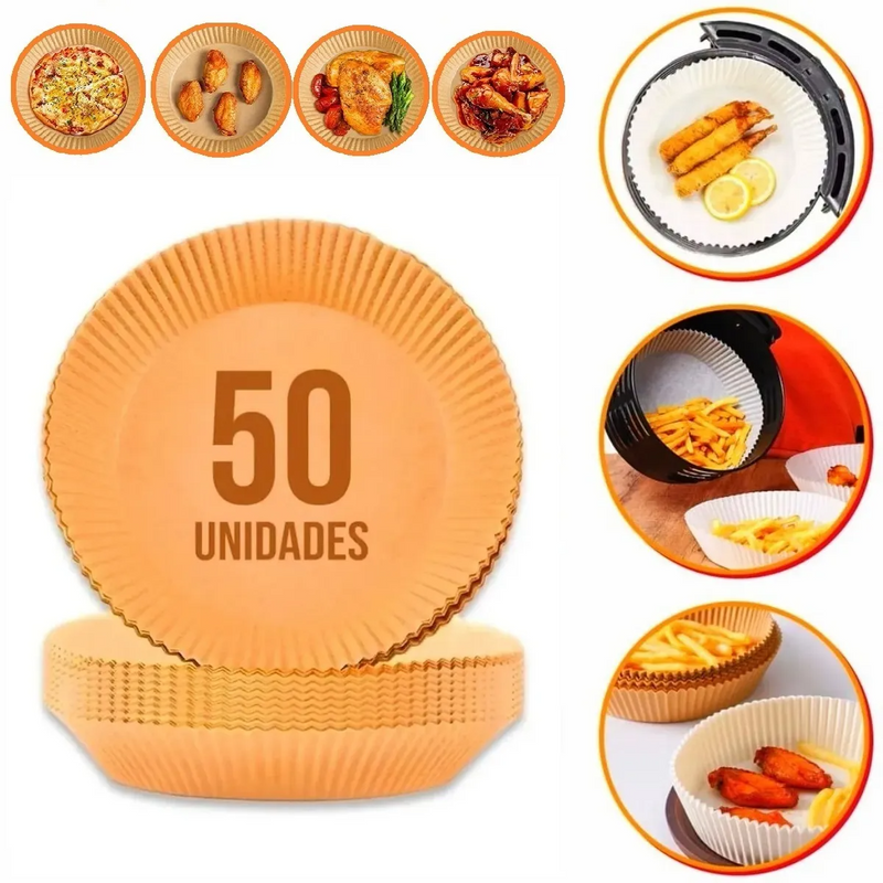 Forro de Papel Antiaderente Para Airfryer – 50 unidades